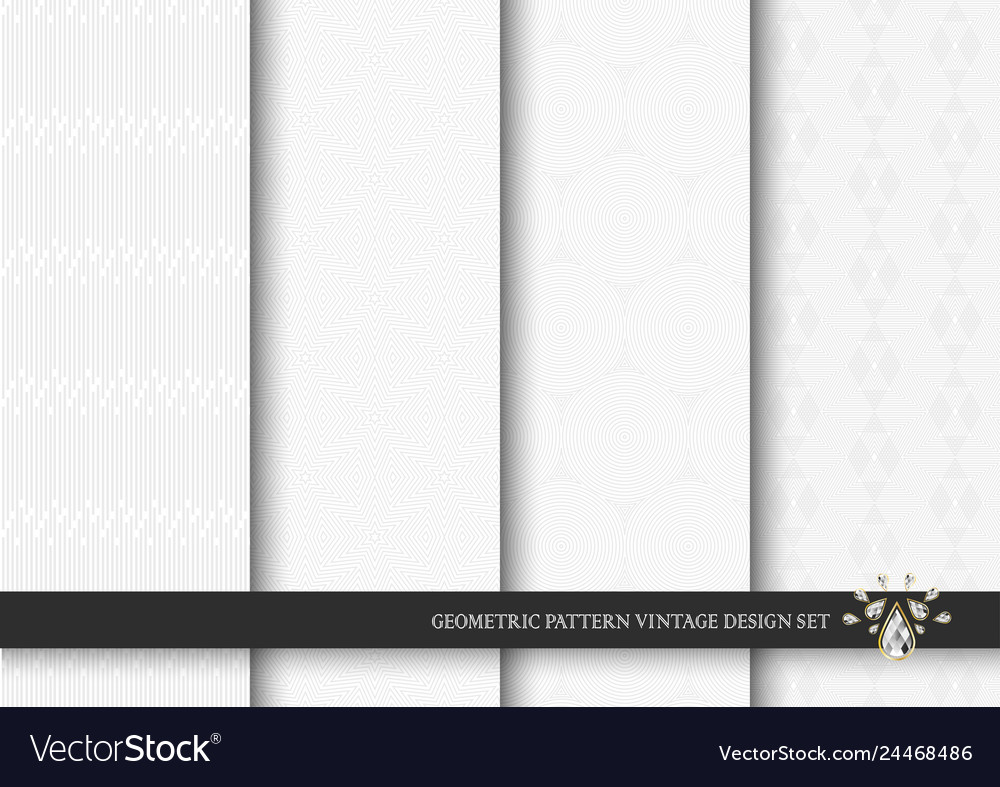 Geometric white pattern background set design