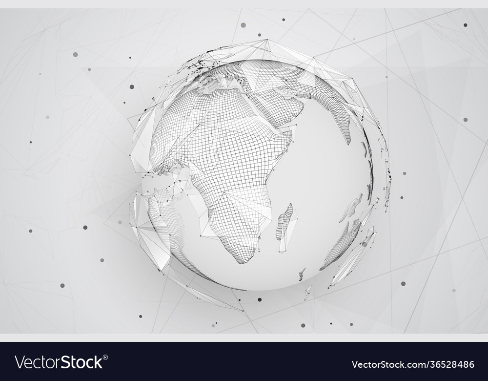 Globe planet earth from dots concept bigdata vector image Globe planet earth from dots concept bigdata
