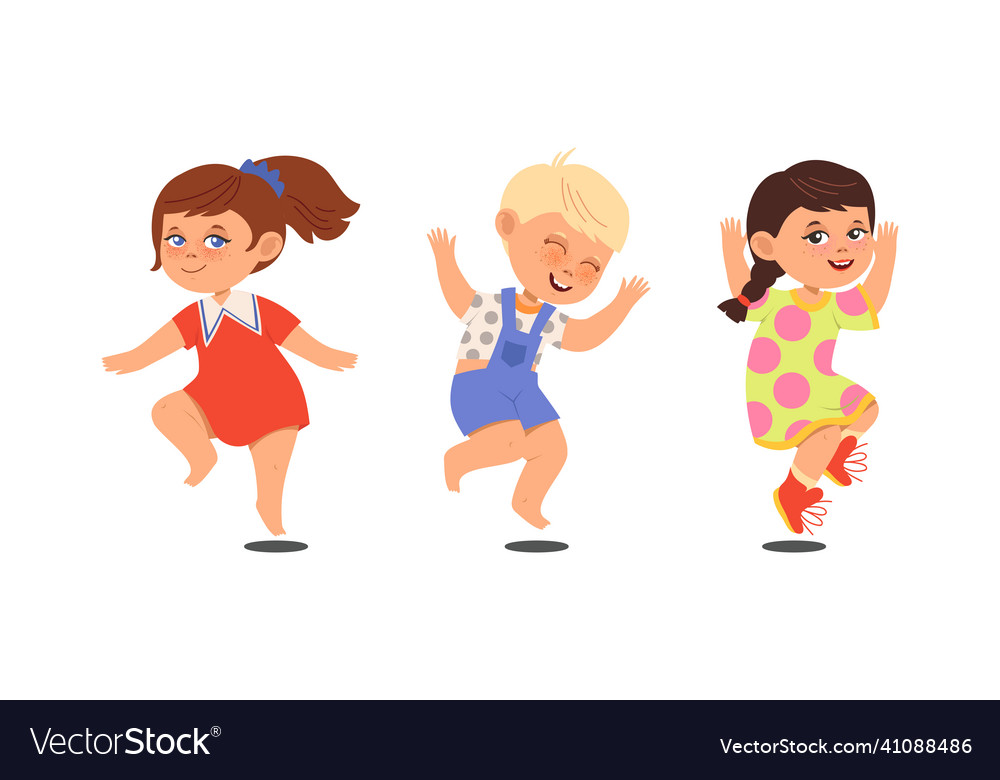 Group of cheerful children in a jump cartoon Vector Image