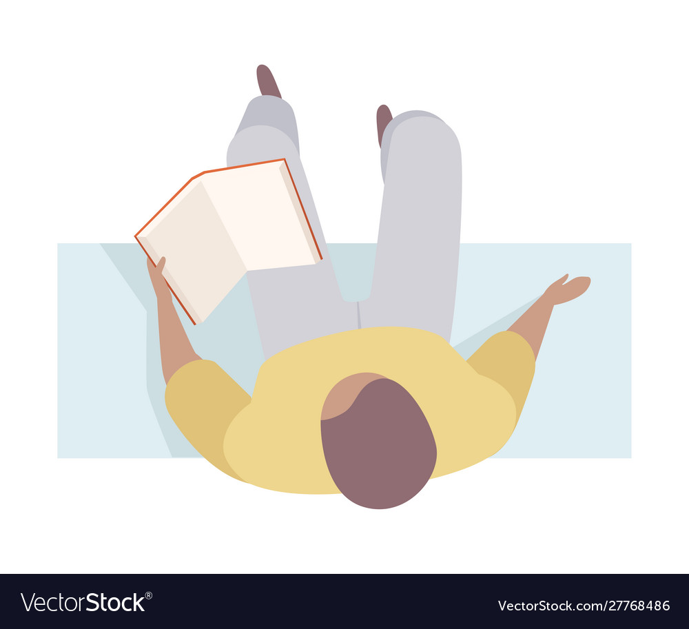 Man reading the textbook on bench flat vector image Man reading the textbook on bench flat