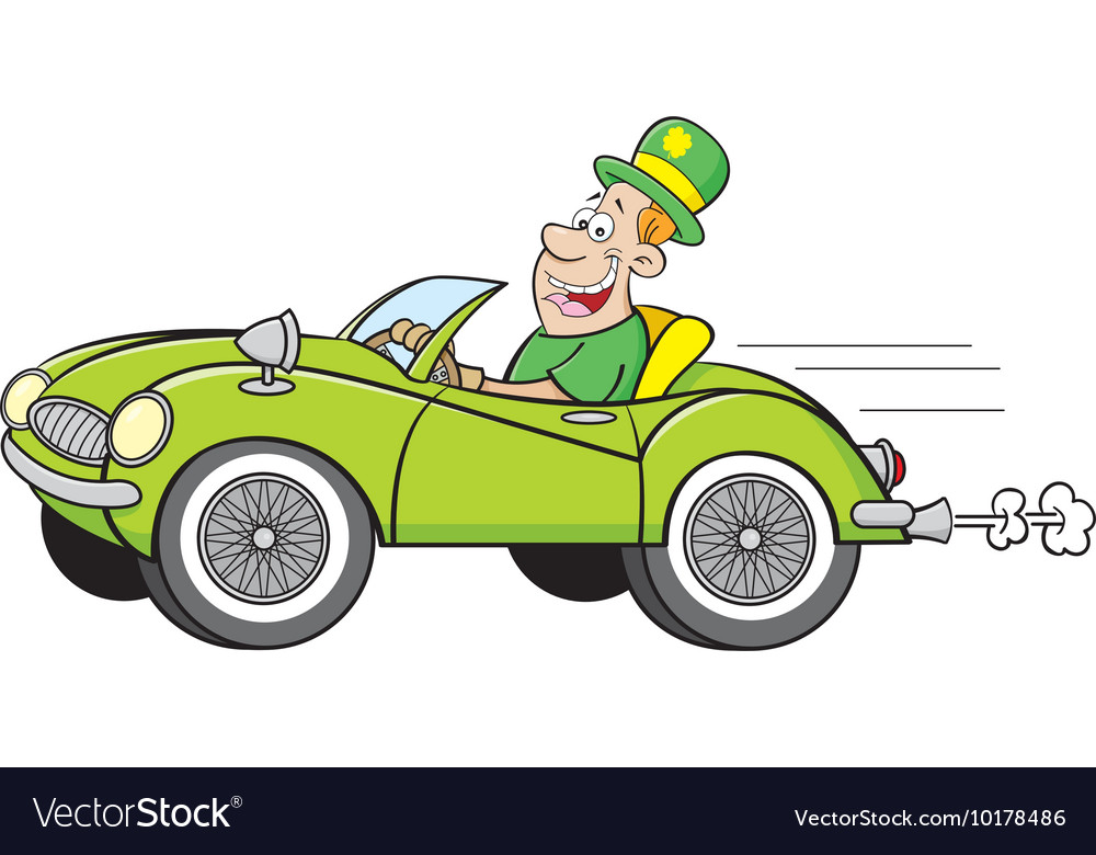 Man wearing a derby driving car