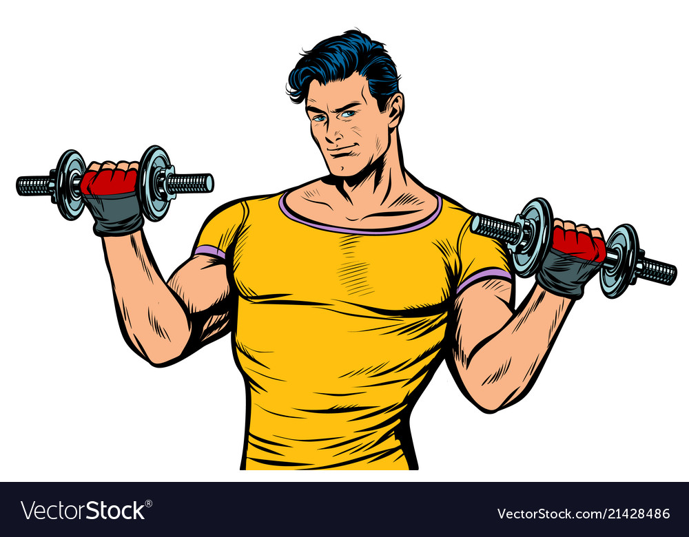 Man with dumbbells isolate on white background Vector Image