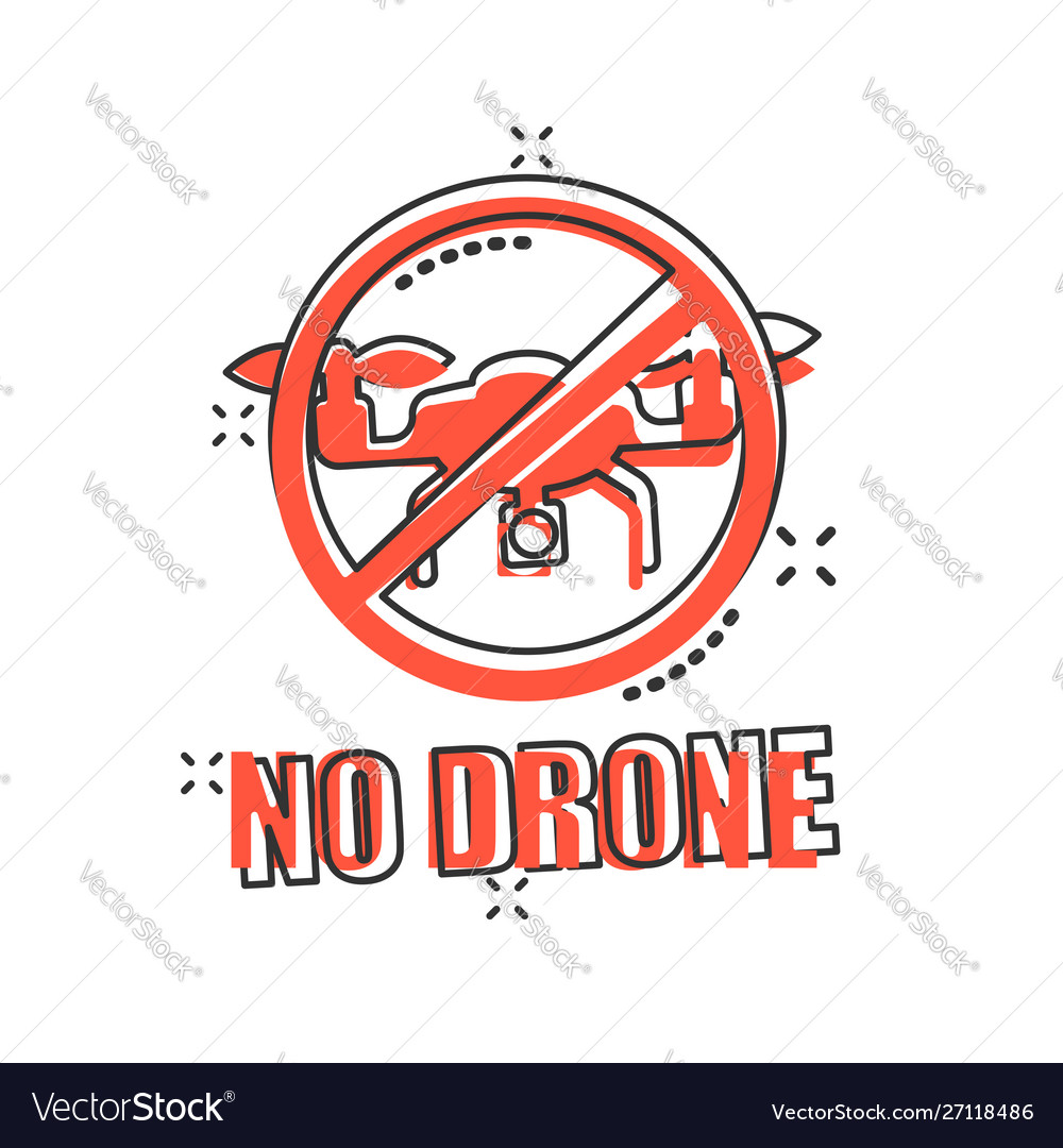 No drone zone sign icon in comic style