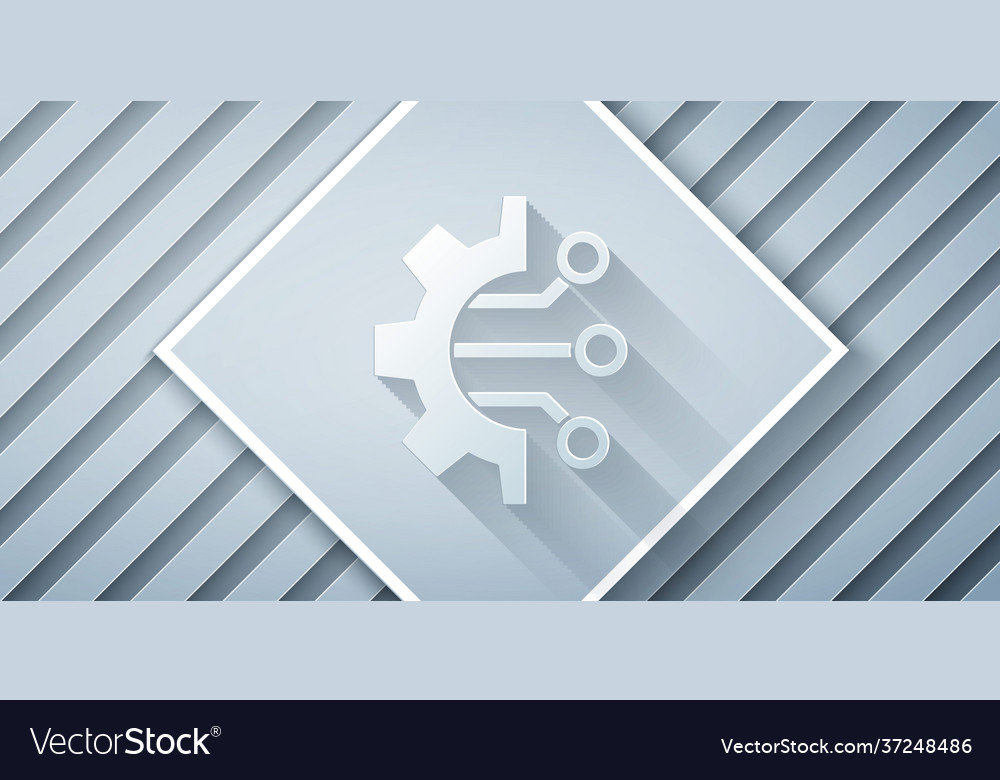 Paper cut algorithm icon isolated on grey vector image Paper cut algorithm icon isolated on grey