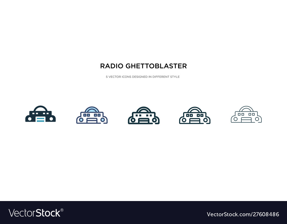 Radio ghettoblaster icon in different style two vector image Radio ghettoblaster icon in different style two