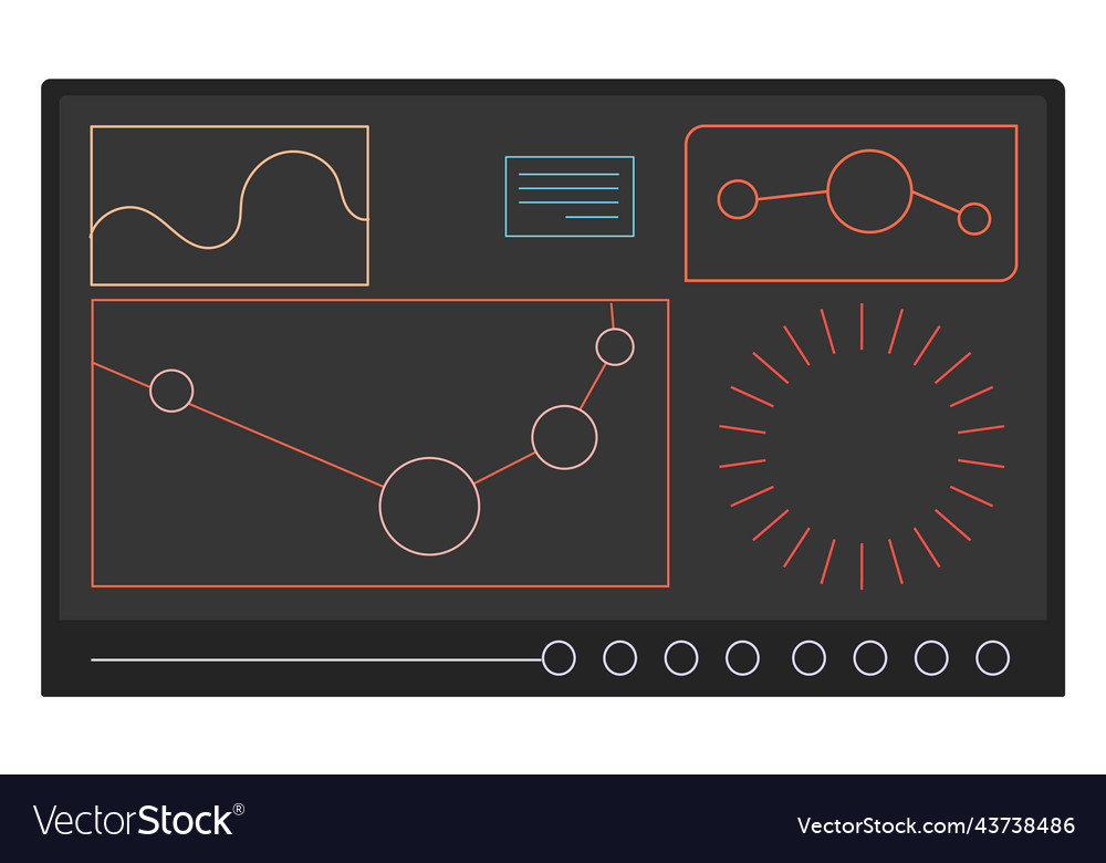 Scientific data on black screen chart and graph vector image Scientific data on black screen chart and graph