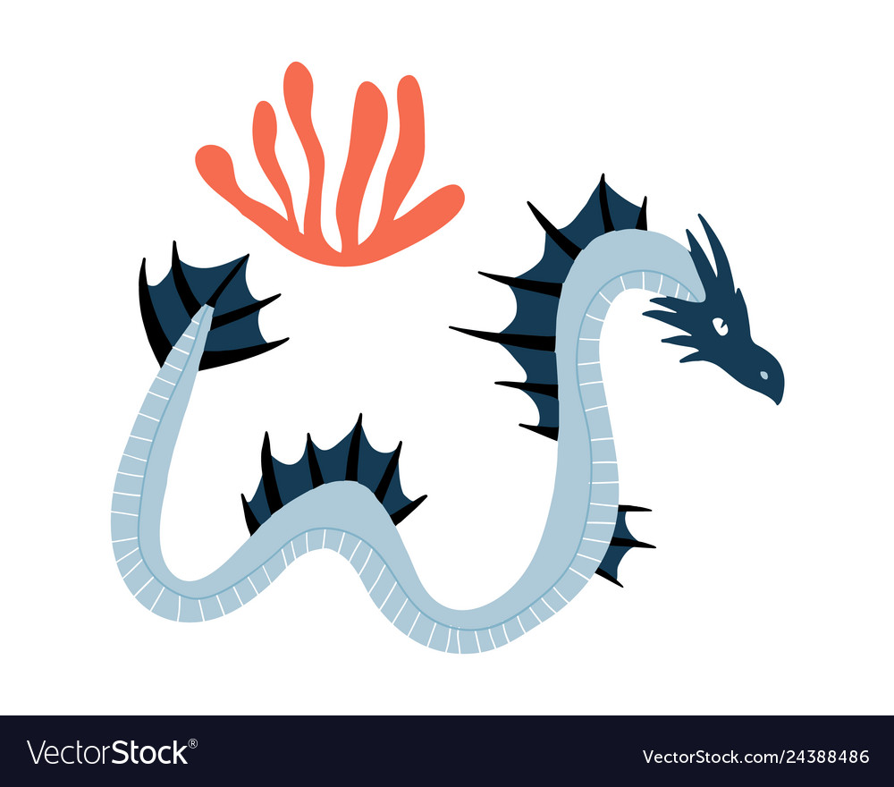 Sea dragoncartoon animal character vector image Sea dragoncartoon animal character
