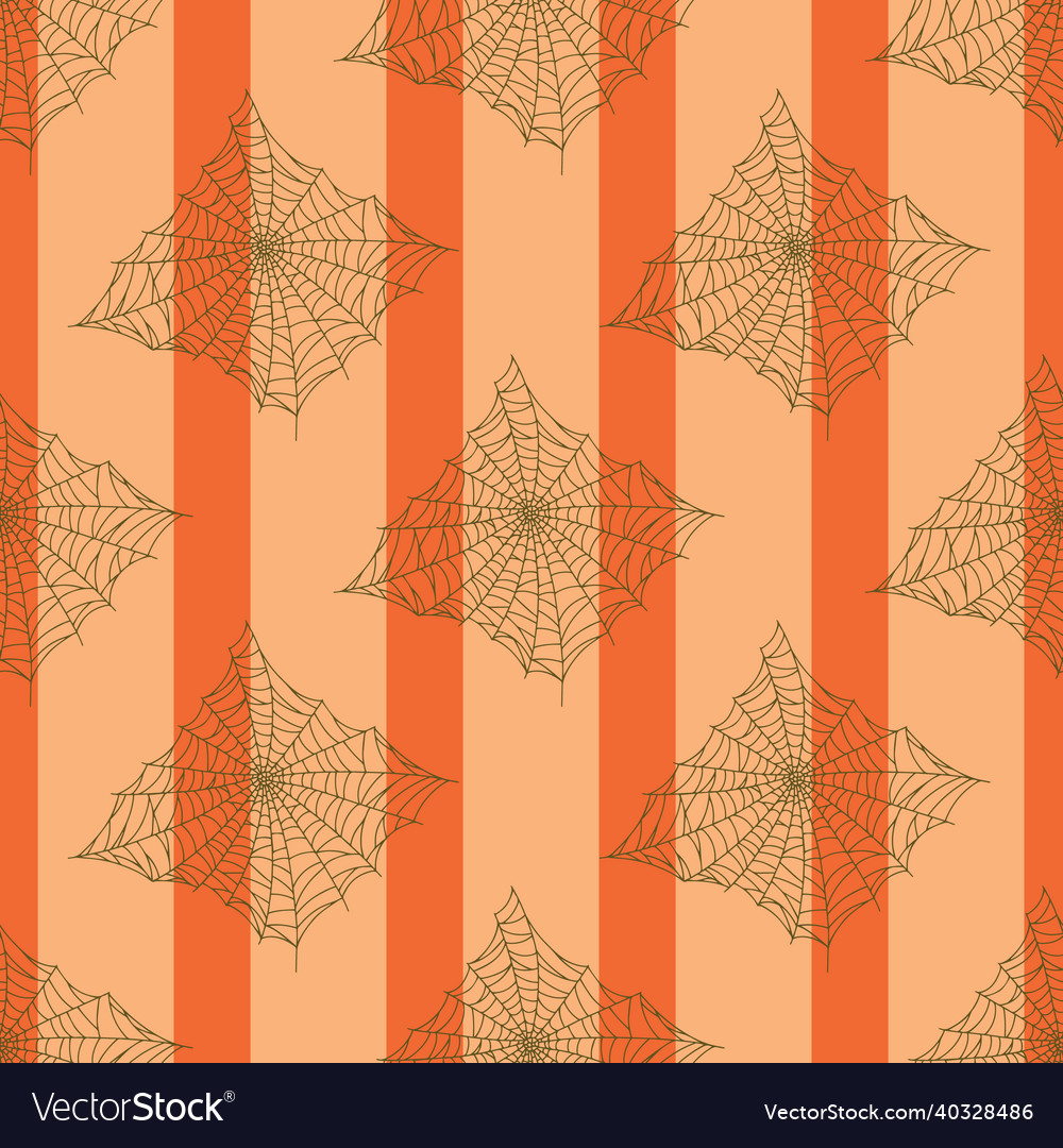 Seamless pattern spider web isolated on orange vector image Seamless pattern spider web isolated on orange