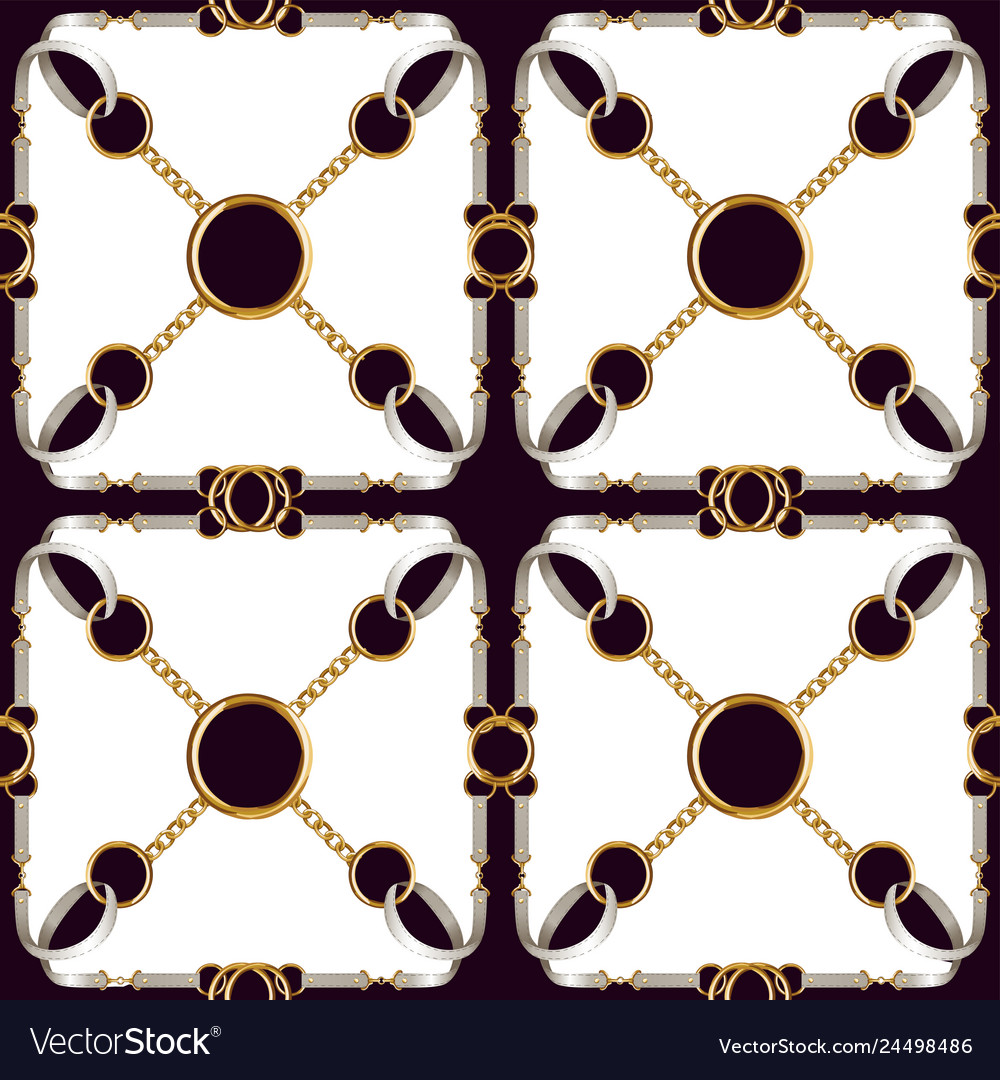 Seamless pattern with belts chain and braid vector image Seamless pattern with belts chain and braid