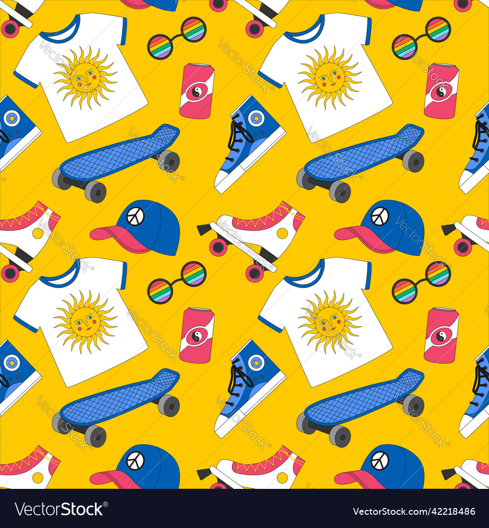 Seamless pattern with retro vintage sneakers