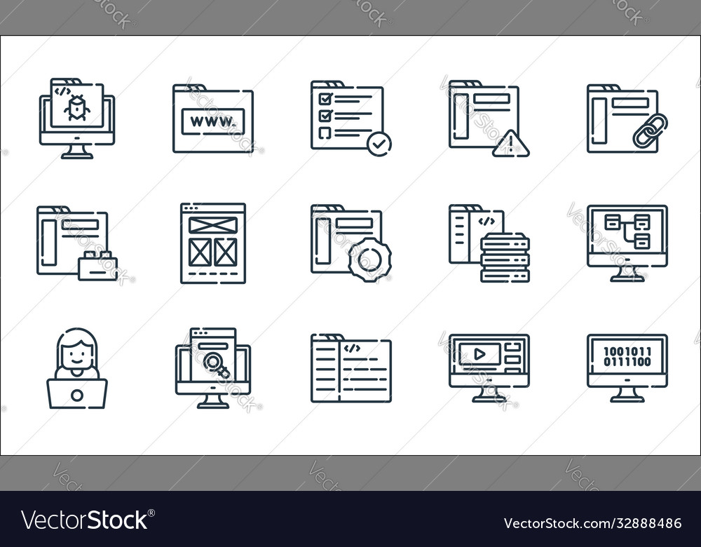 Web development line icons linear set quality Vector Image Web development line icons linear set quality