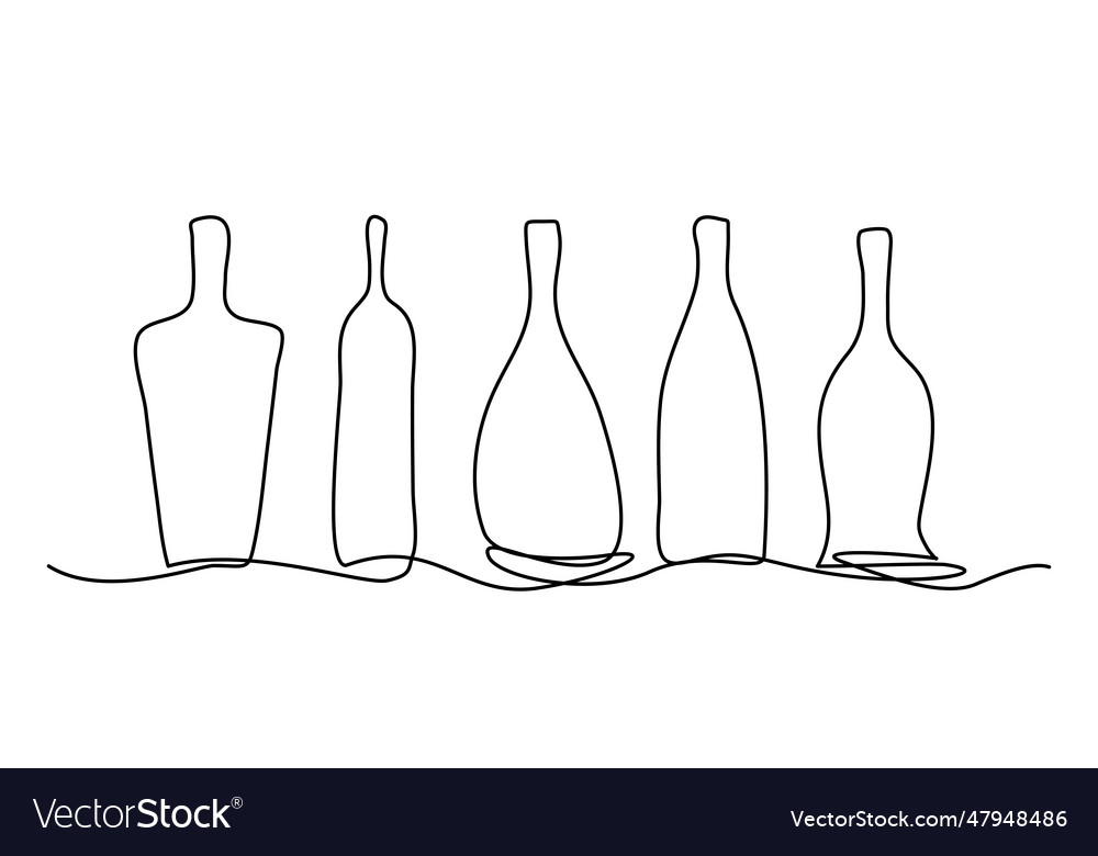 Wine bottle continuous line draw minimalistic Vector Image Wine bottle continuous line draw minimalistic