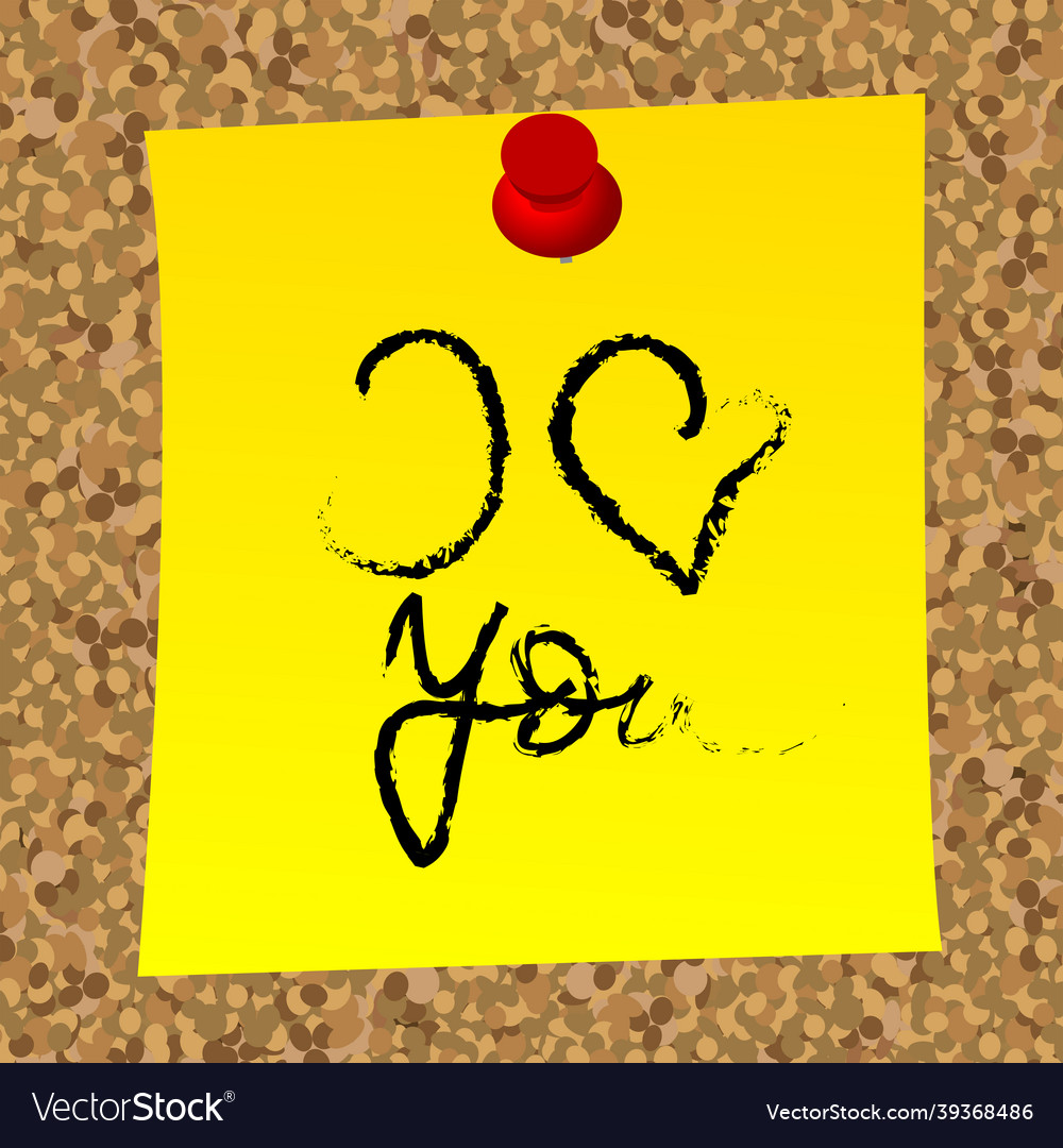 Yellow post with the message i love you caught