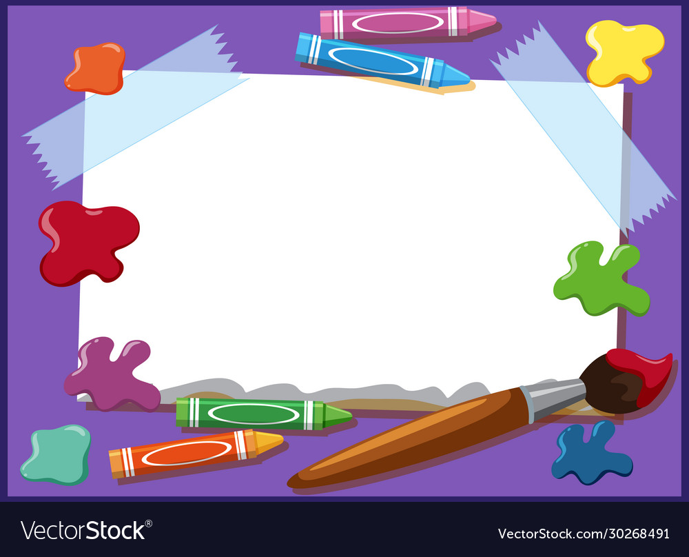 Background design template with crayons and Vector Image