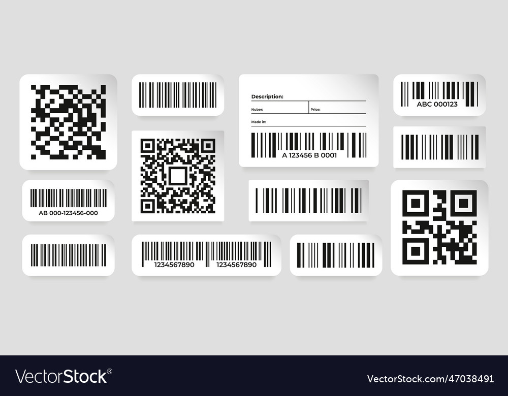 Barcode stickers scan data labels with qr codes Vector Image