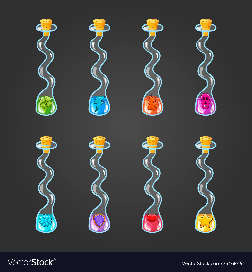 Big set of flasks with different poisons vector image Big set of flasks with different poisons