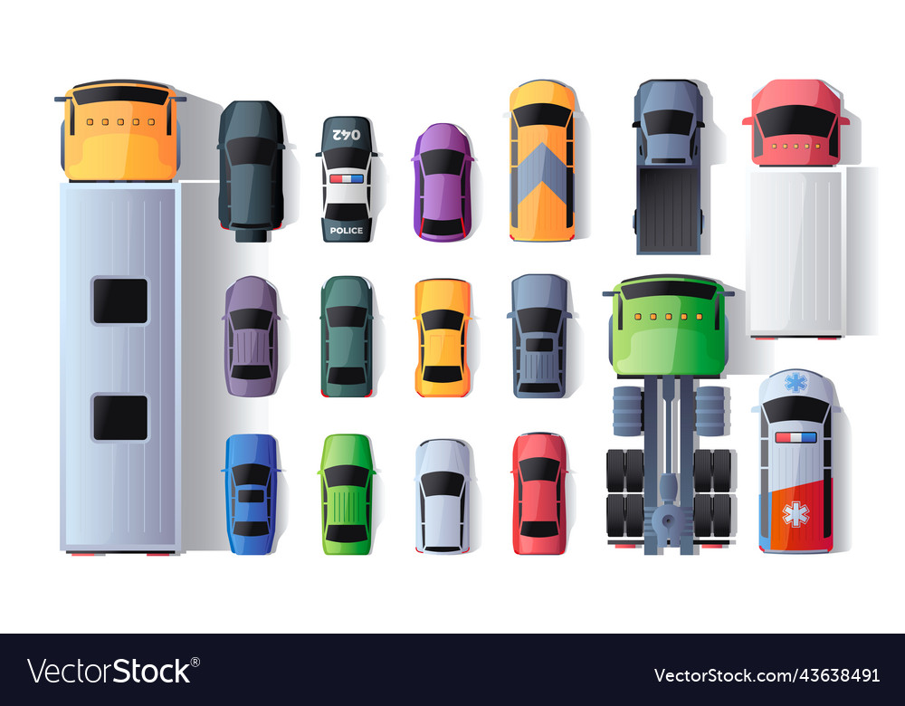 Cars view from above various city traffic Vector Image