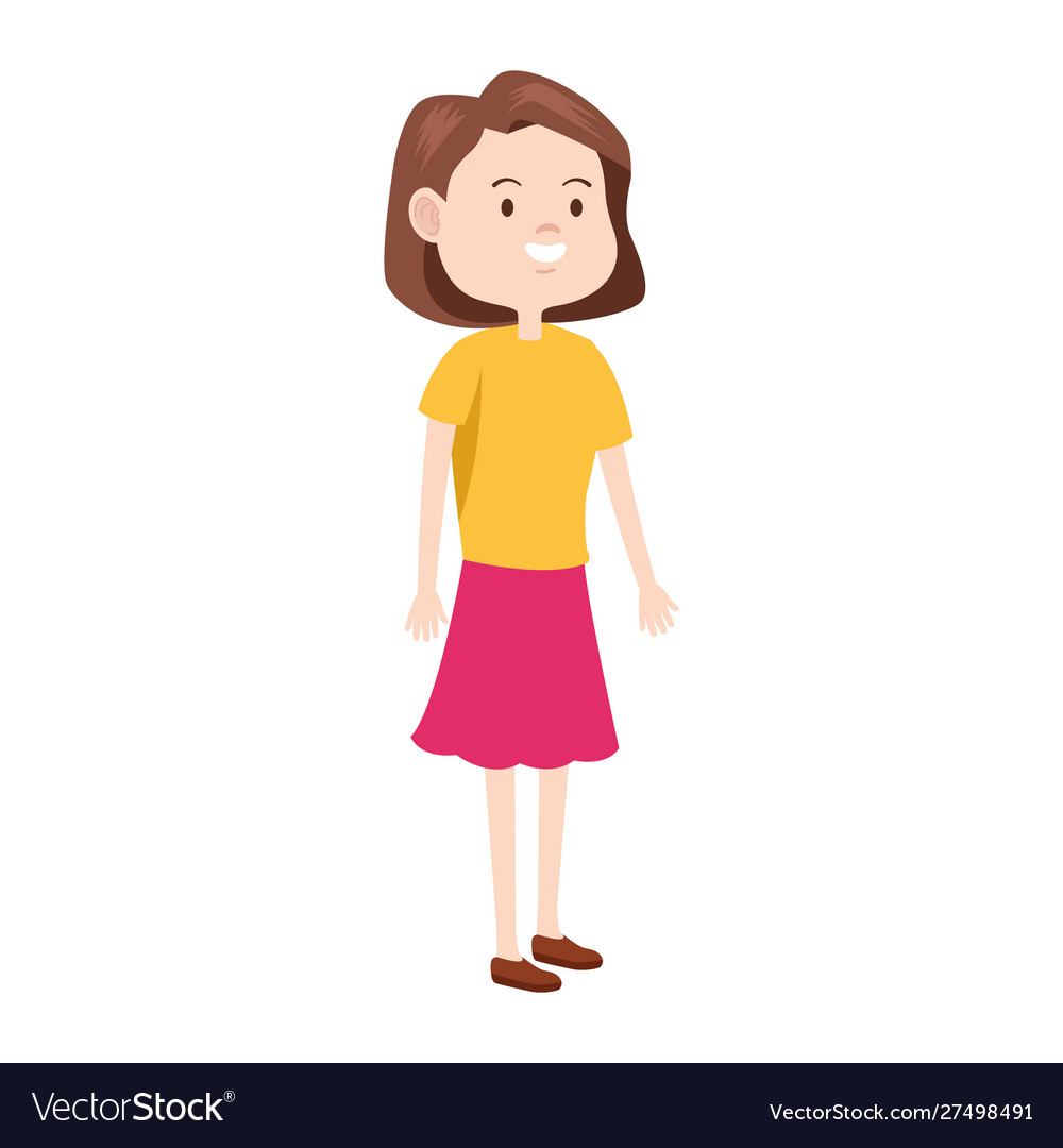 Cartoon teen girl icon flat design