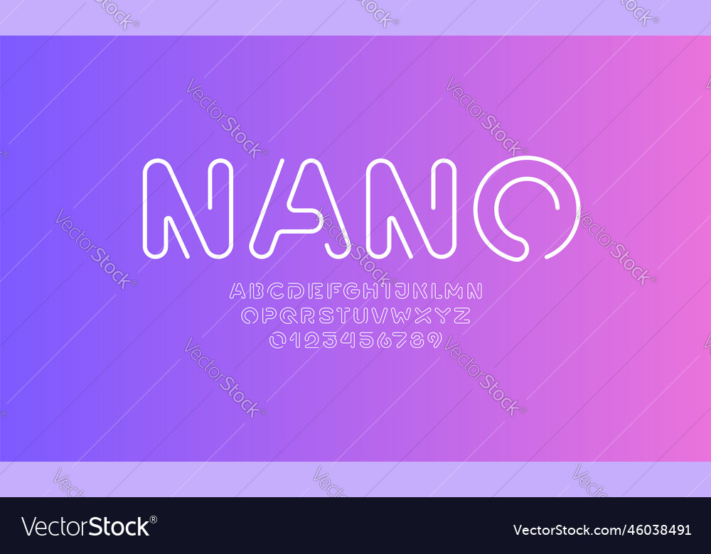 Digital style alphabet font from thin rounded line