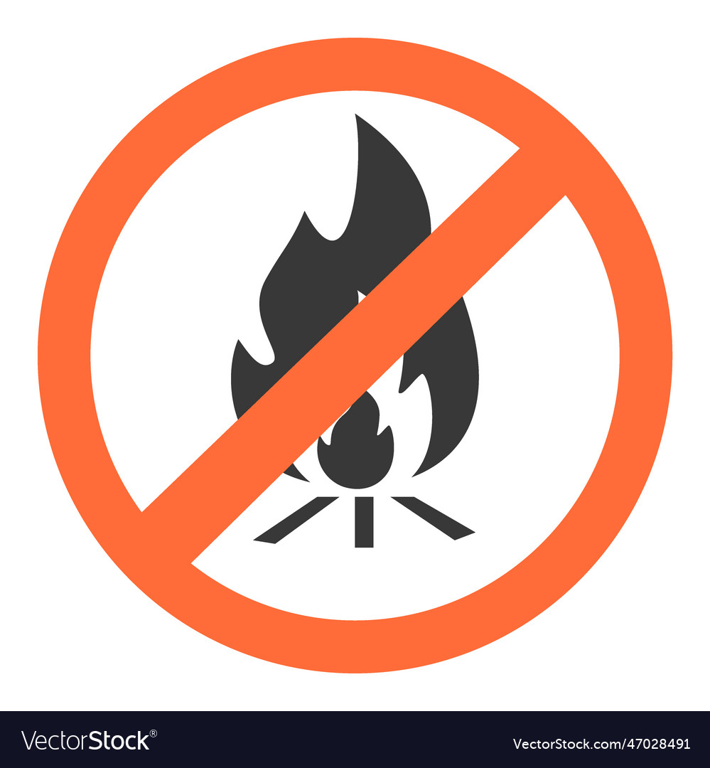 Fire icon burning flame bonfire forbidden symbol Vector Image