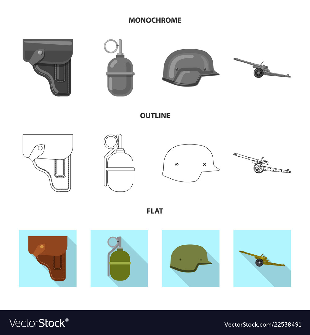 Isolated object of weapon and gun logo set