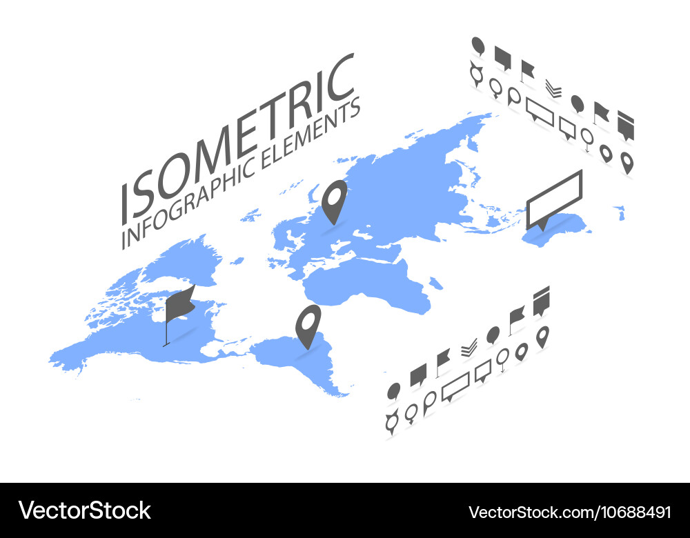 Isometric gps navigation concept world map Vector Image