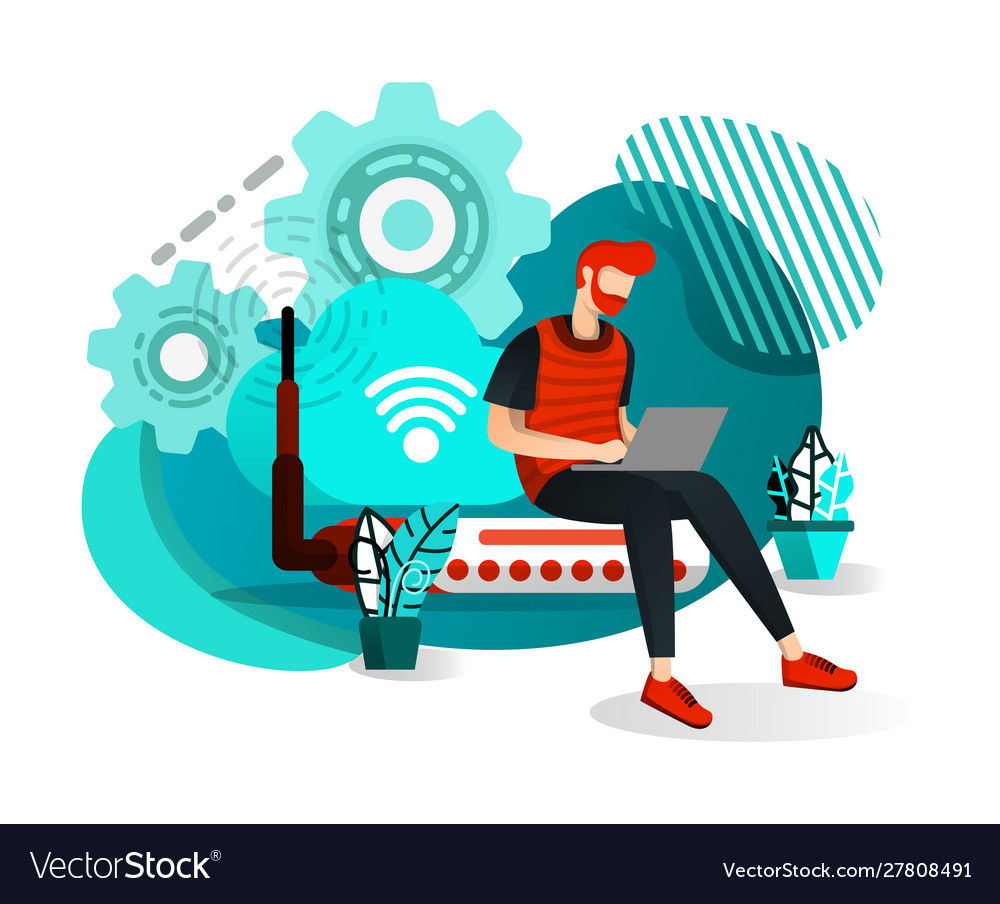 Men Using Router - WiFi Connection