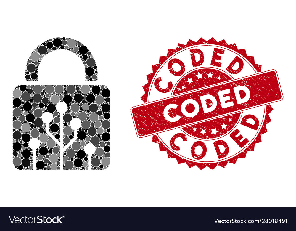Mosaic circuit lock with scratched coded seal