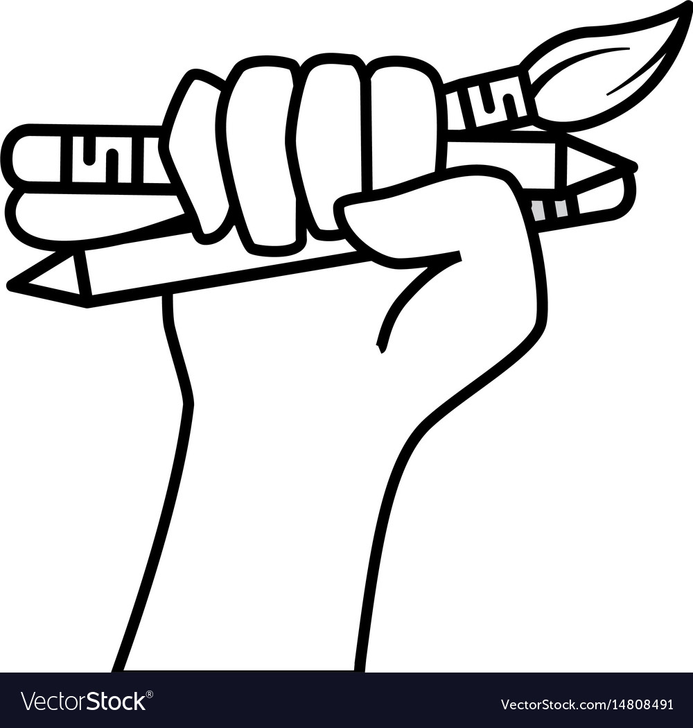 Bleistiftmarker und Farbbürste