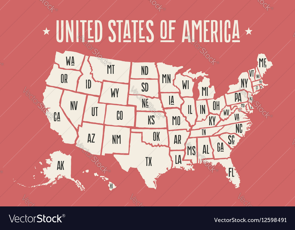 Poster map united states of america with state Vector Image