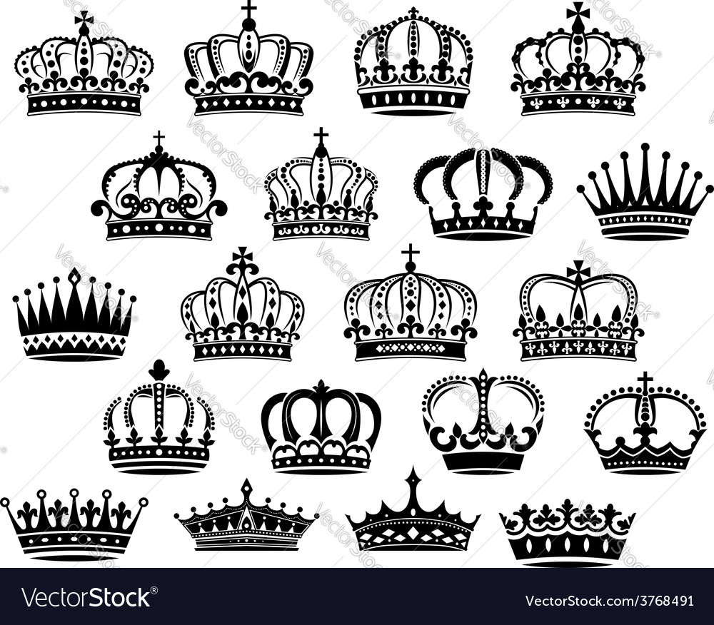 Royal Medieval Heraldic Crowns Set Royalty Free Vector Image