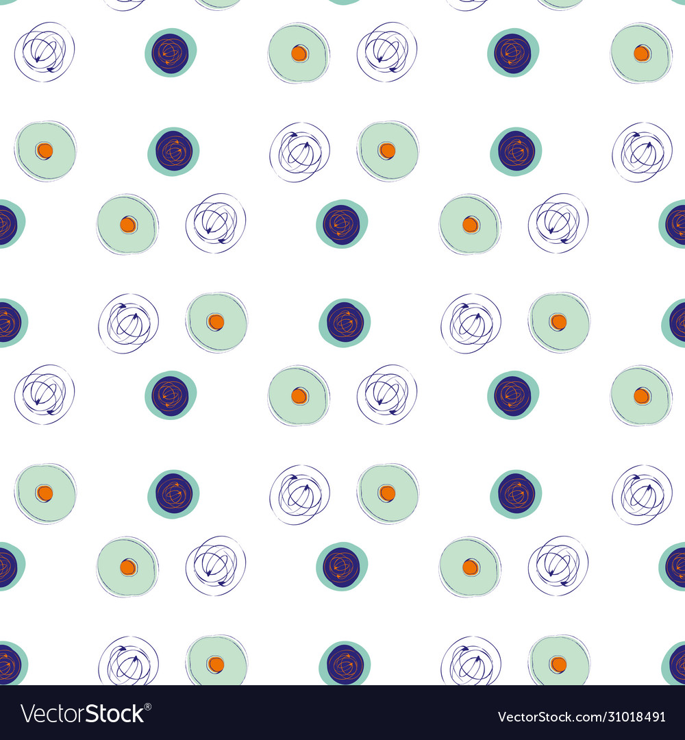 Scribbled ink line circle seamless pattern vector image Scribbled ink line circle seamless pattern
