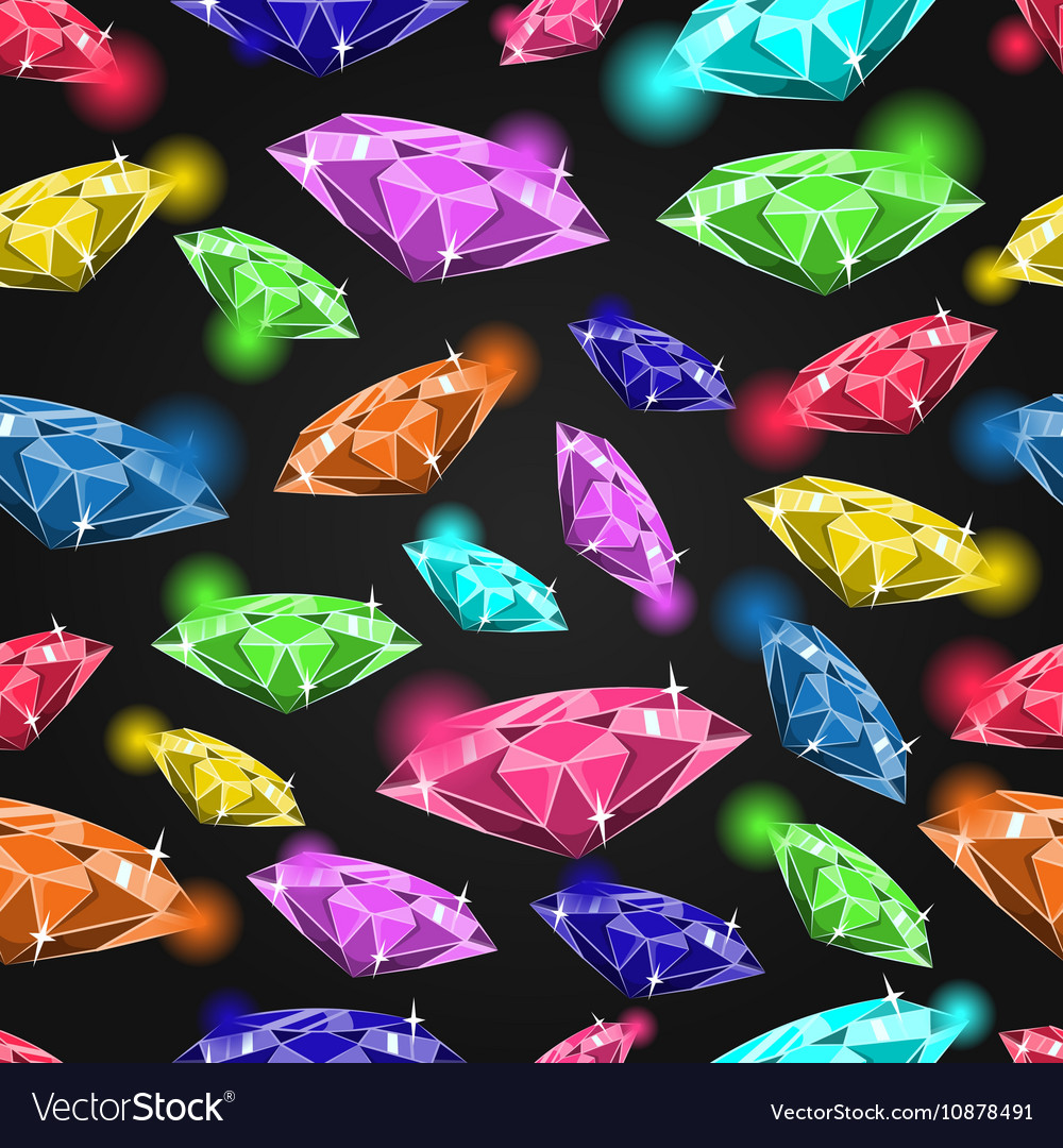 Seamless pattern with different gems