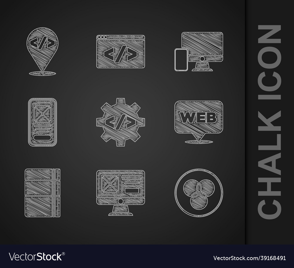 Set front end development ui or ux design rgb vector image Set front end development ui or ux design rgb