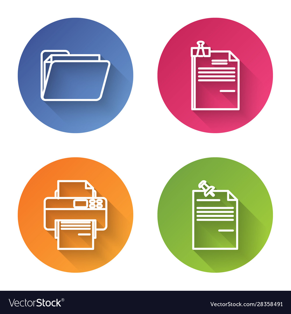 Set line document folder file and binder vector image Set line document folder file and binder