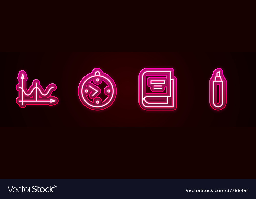 Set line graph schedule chart diagram clock vector image Set line graph schedule chart diagram clock