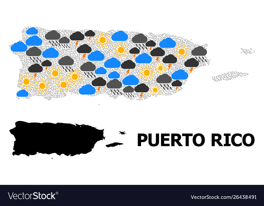 Weather collage map puerto rico Royalty Free Vector Image