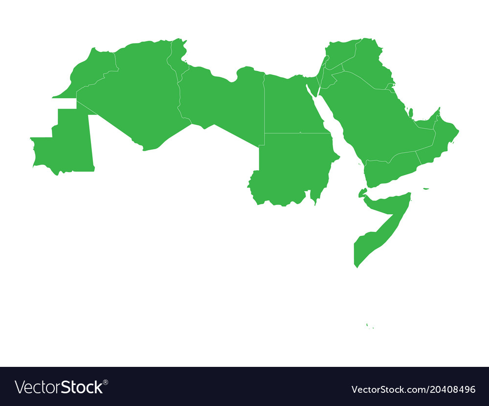 Blank World Map With States   Arab World States Blank Political Map Of 22 Vector 20408496 