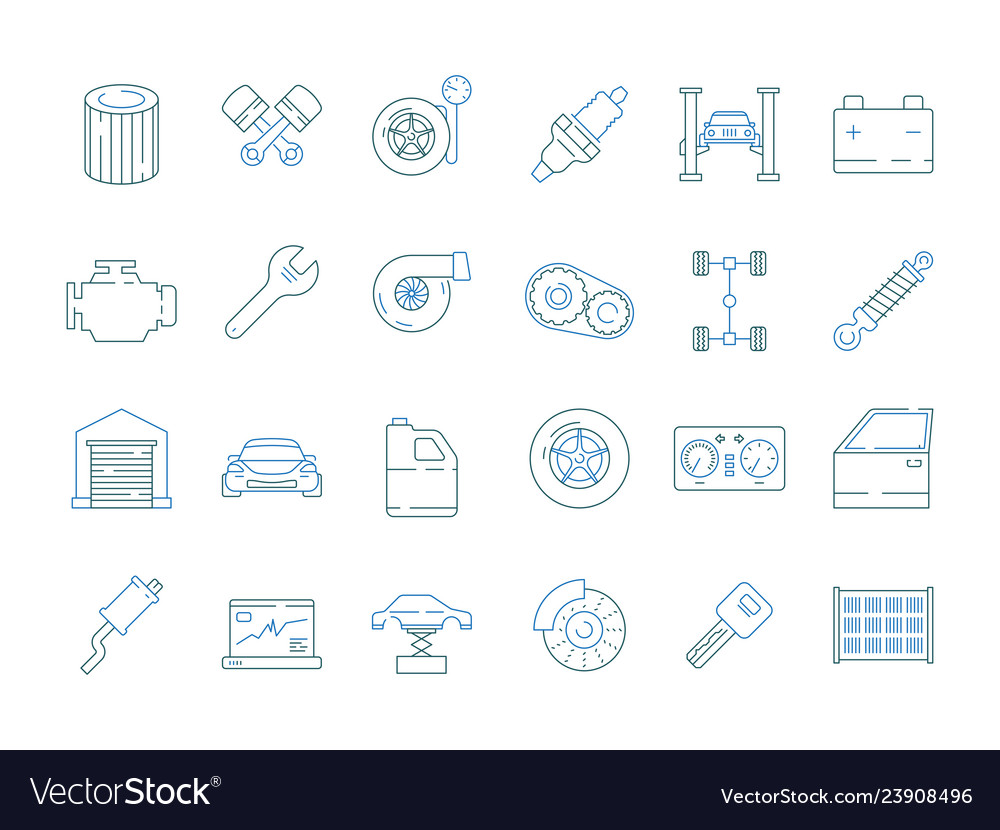 Car service symbols automotive tools parts vector image Car service symbols automotive tools parts
