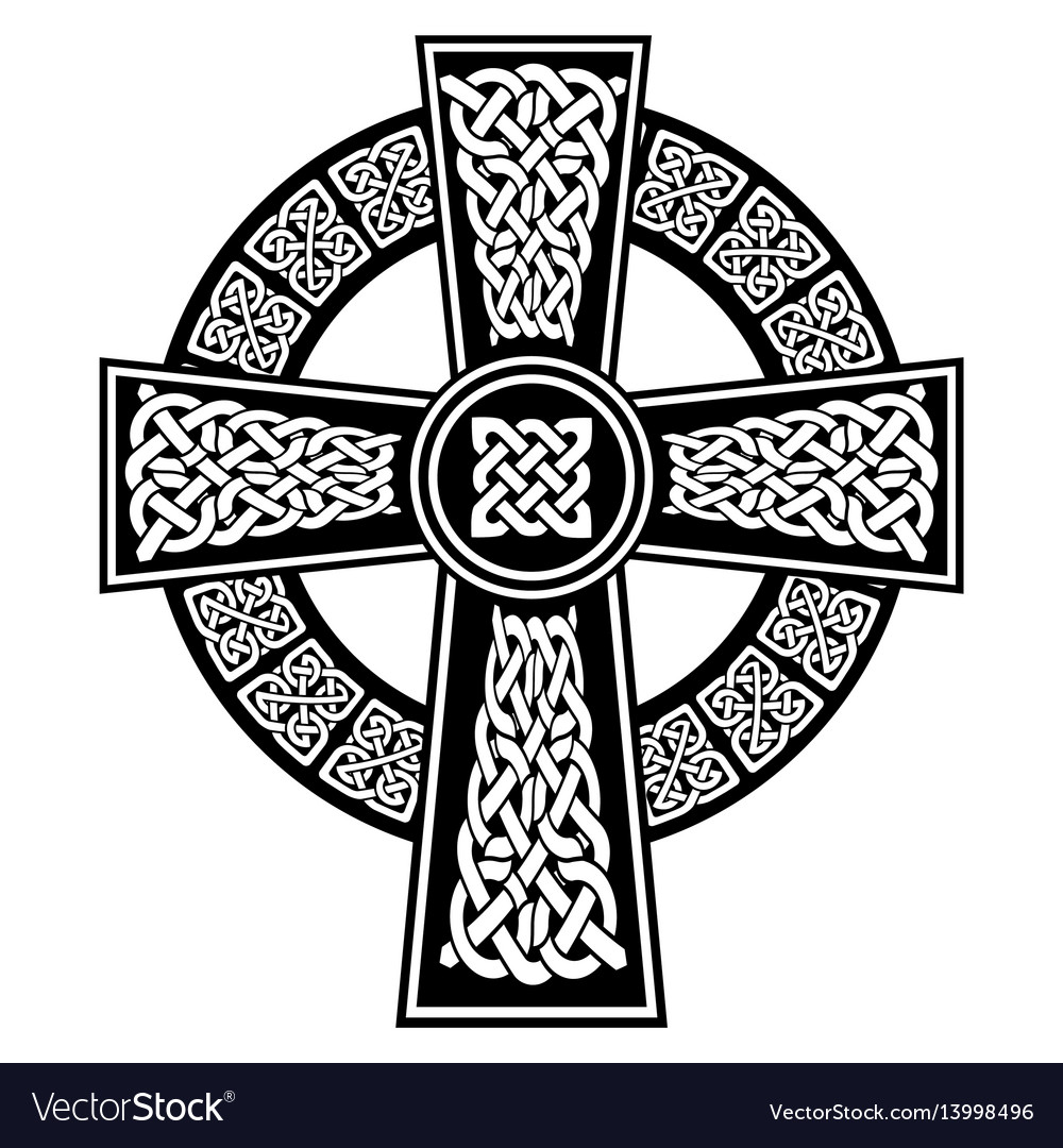 Celtic knot in cross with surrounding ring Vector Image