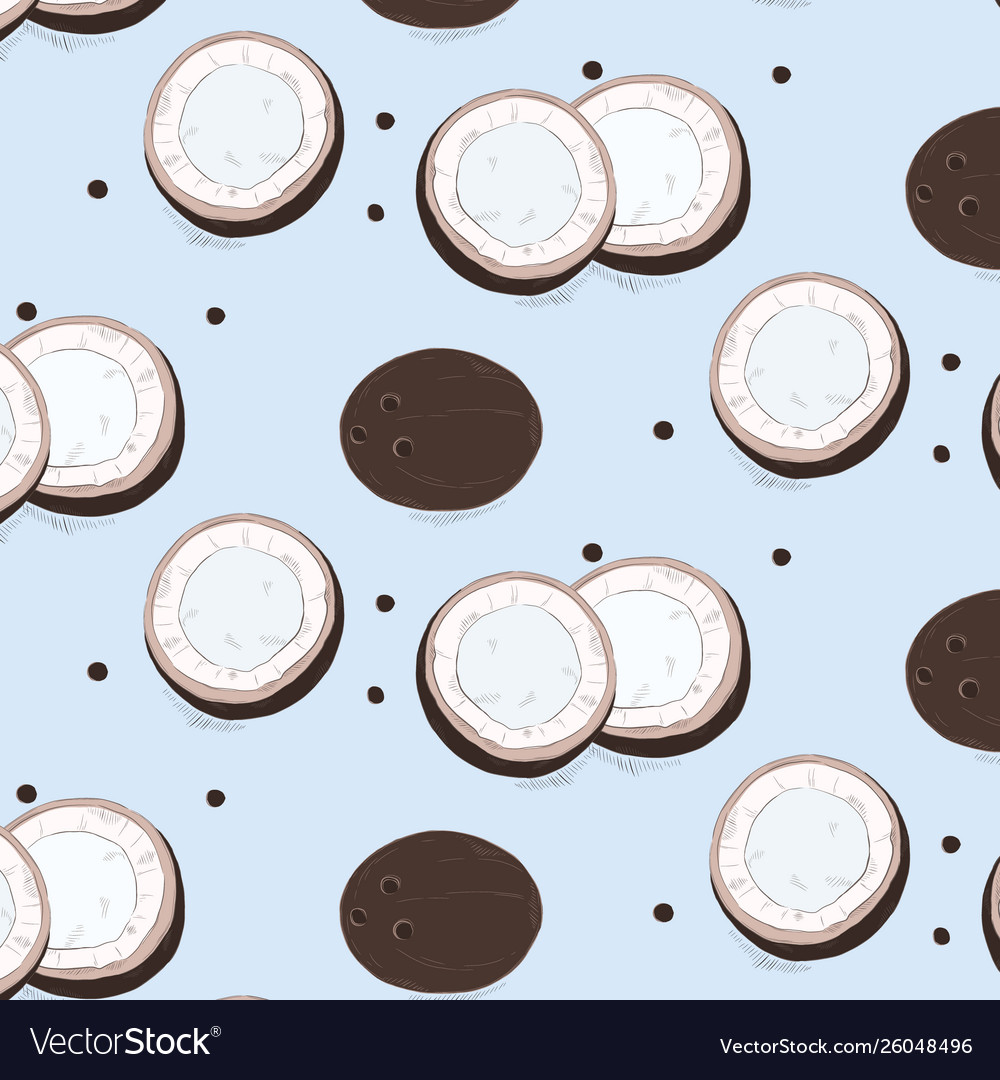 Coconut pattern modern tropical decoration hand vector image Coconut pattern modern tropical decoration hand