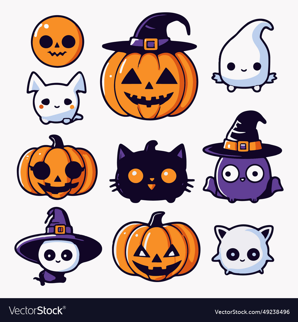 Cute halloween themed characters eps vector image Cute halloween themed characters eps