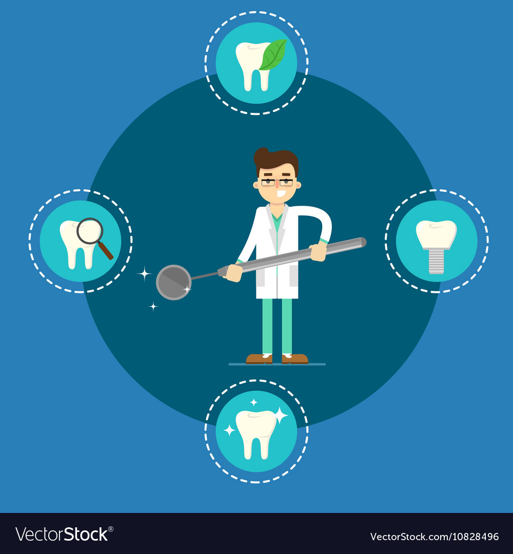 Dental Health Banner With Male Dentist Royalty Free Vector