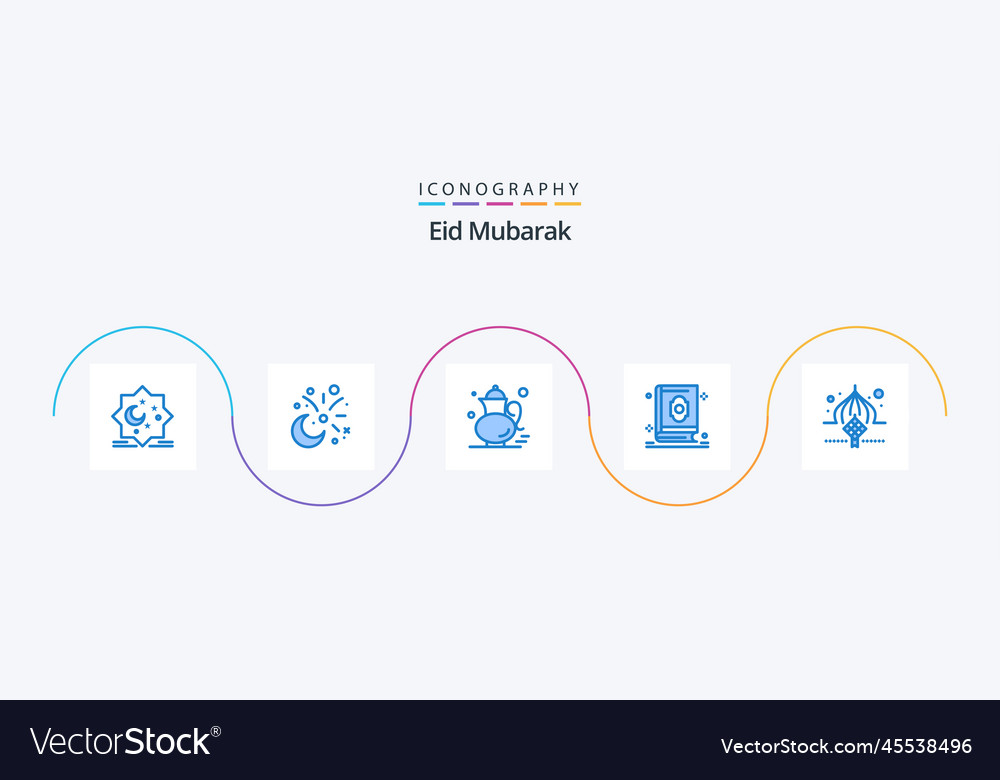 Eid mubarak blue 5 icon pack including holy quran