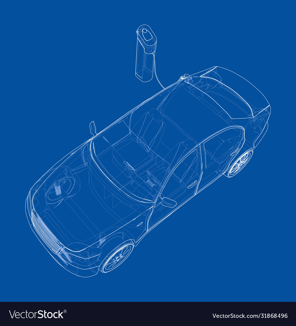 Electric Vehicle Charging Station Sketch Vector Image