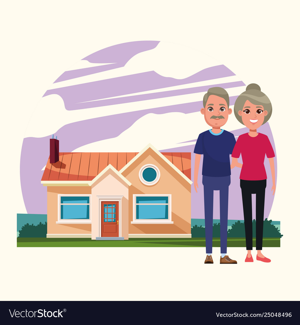 Family outdoors from home cartoon Royalty Free Vector Image Family outdoors from home cartoon Royalty Free Vector Image