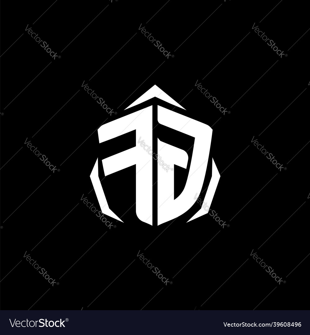 Fg monogram shield shape style Royalty Free Vector Image