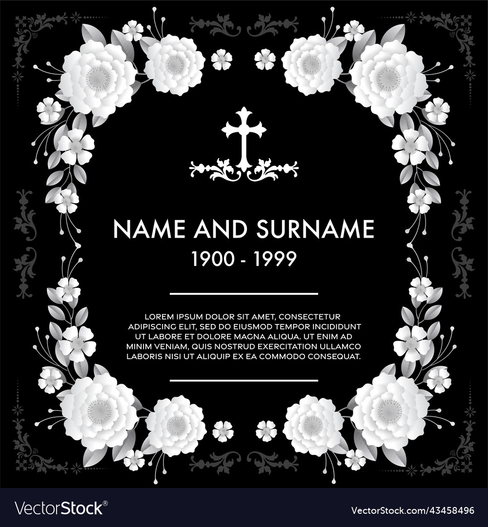 Funeral-card-004 Royalty Free Vector Image - VectorStock