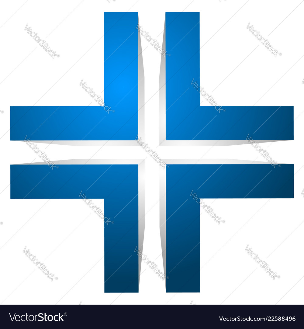 Generic 3d cross icon double design element vector image Generic 3d cross icon double design element