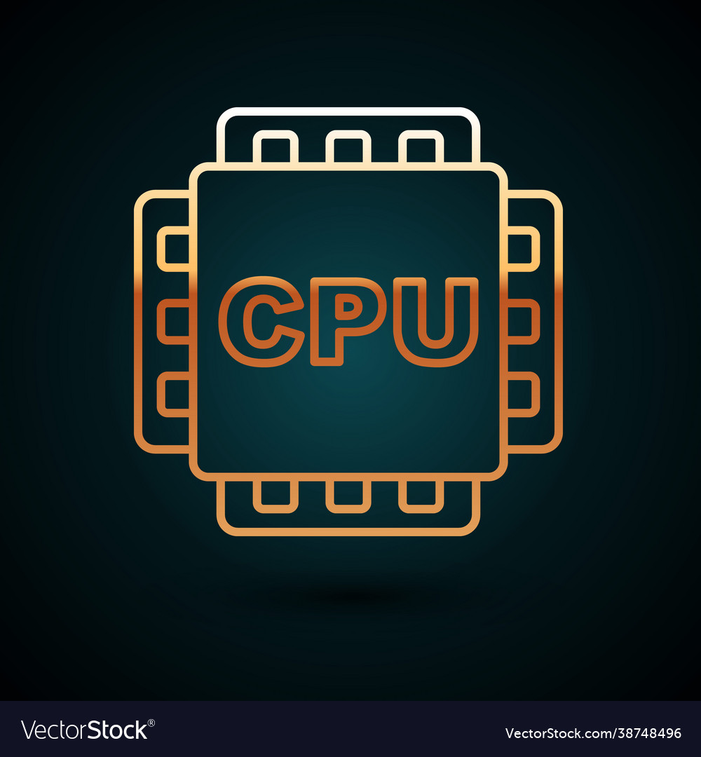 Goldleitung Computerprozessor mit Mikroschaltungen vector image Goldleitung Computerprozessor mit Mikroschaltungen